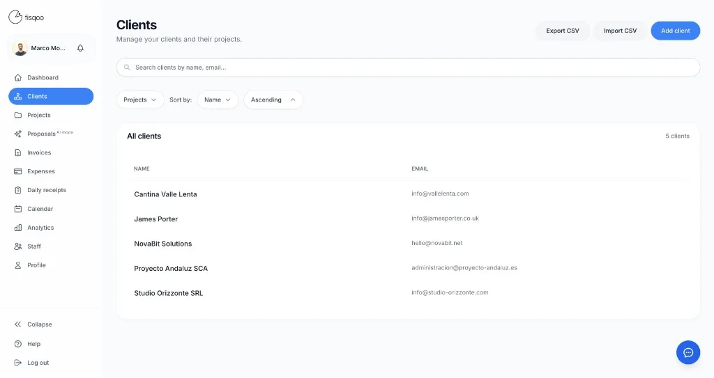 Clients & Projects preview